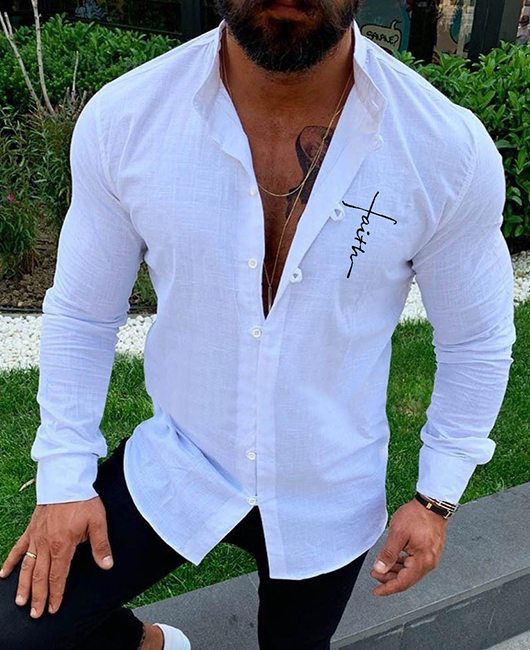 Fashion Stand Collar Plain Long Sleeve Slim Fit Casual Shirt